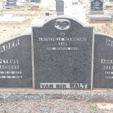 WALT Petrus Jacobus, van der 1877-1950 &amp; Anna Johanna KRUGER 1887-1953