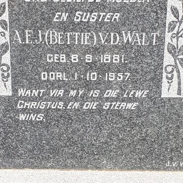 WALT A.E.J., v.d. 1881-1957