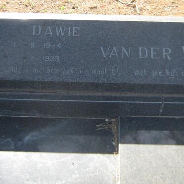 WALT Dawie, van der 1924-1983 &amp; Lodewica Johanna Adriana 1926-2016