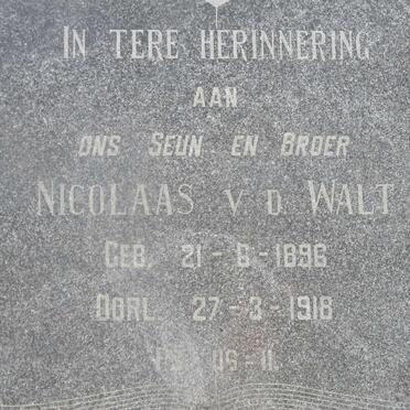 WALT Nicolaas, v.d. 1896-1918
