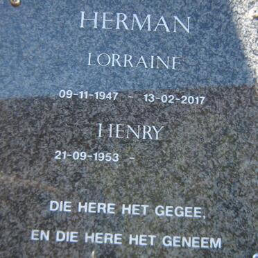 HERMAN Henry 1953- &amp; Lorraine 1947-2017