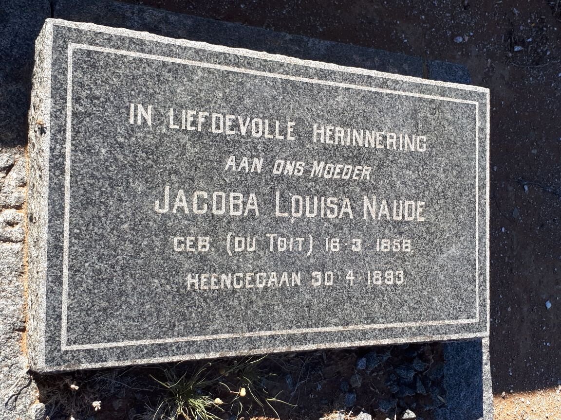 NAUDE Jacoba Louisa nee DU TOIT 1858-1893