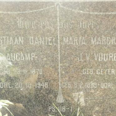 AUCAMP Christiaan Daniel 1870-1948 &amp; Maria Margaretha J.V. VUUREN nee GEYER 1889-1971