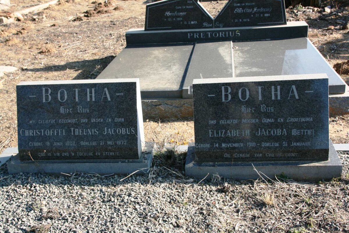 BOTHA Christoffel Theunis Jacobus 1908-1973 & Elizabeth Jacoba 1910-19?2