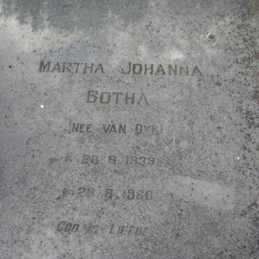 BOTHA Martha Johanna nee VAN DYK 1939-1960