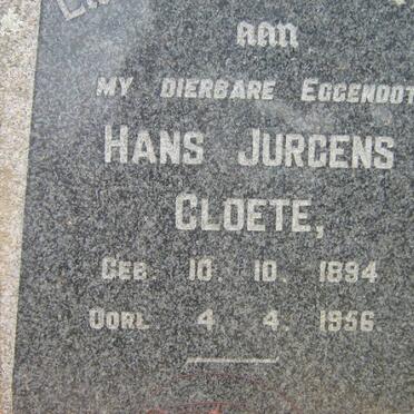 CLOETE Hans Jurgens 1894-1956