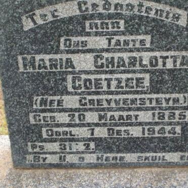 COETZEE Maria Charlotta nee GREYVENSTEIN 1885-1944