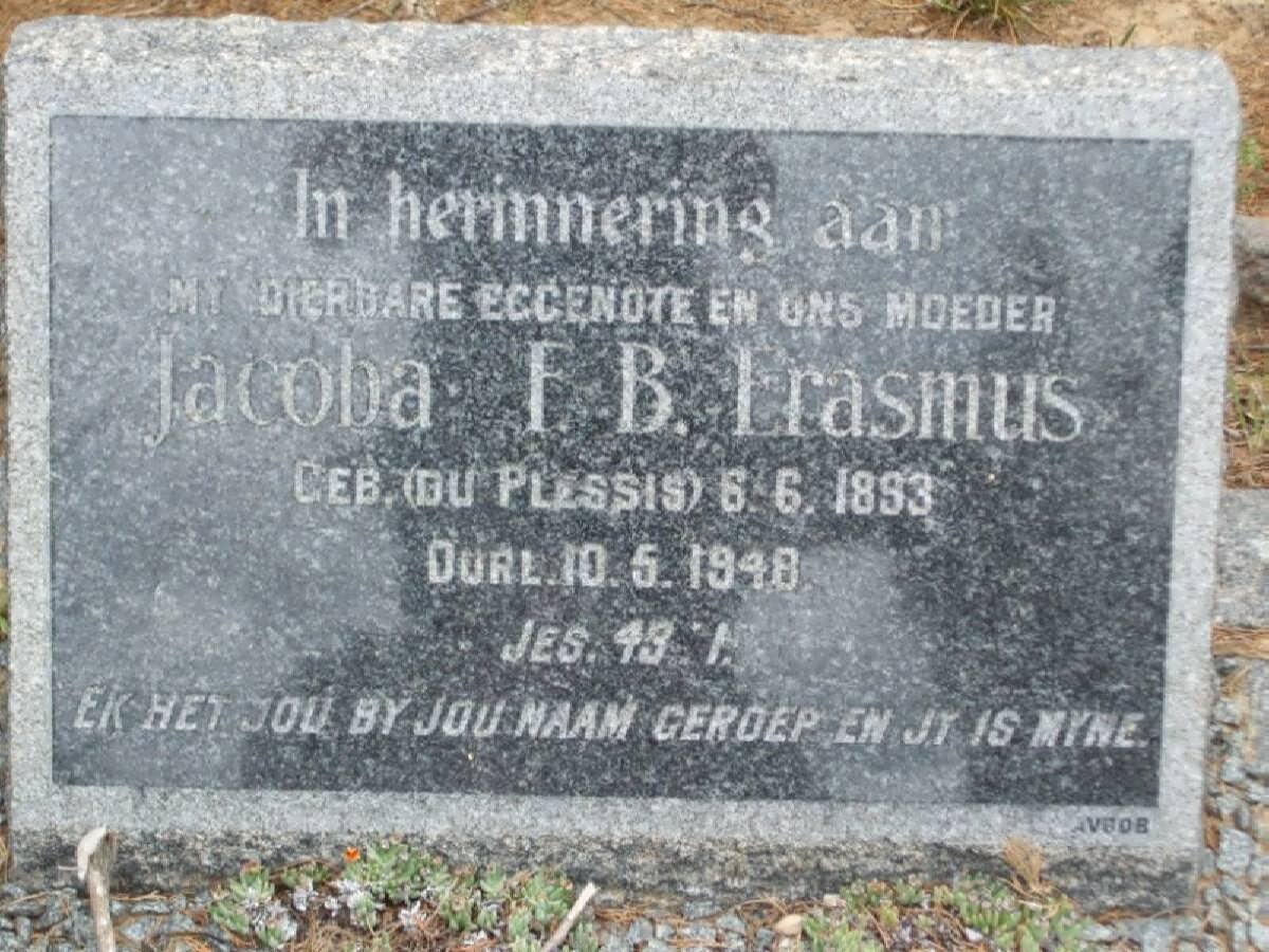 ERASMUS Jacoba F.B. nee DU PLESSIS 1893-1948