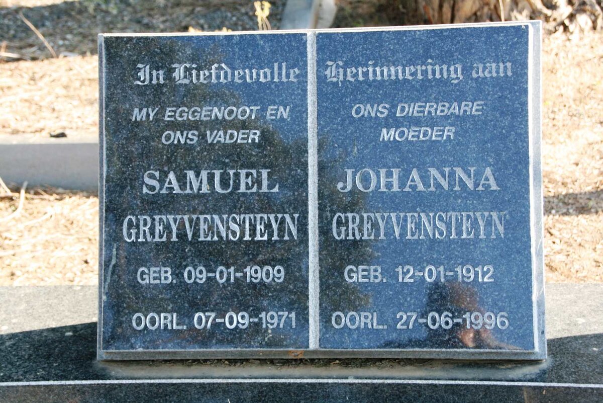 GREYVENSTEYN Samuel 1909-1971 & Johanna 1912-1996