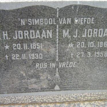 JORDAAN J.H. 1851-1930 &amp; M.J. 1862-1958