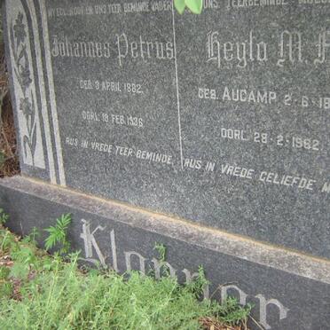 KLOPPER Johannes Petrus 1882-1936 &amp; Heyla M.F. AUCAMP 1883-1962