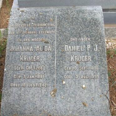 KRUGER Daniel P.J. 1876-1959 &amp; Johanna Alida COETZEE 1881-1942