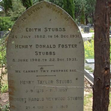 STUBBS Henry Taylor 1875-1957 &amp; Edith 1882-1931 :: STUBBS Henry Donald 1908-1931 :: STUBBS Robert Harold Heywood 1912-1957