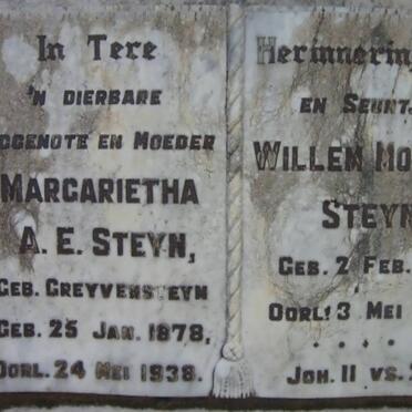 STEYN Willem Morkel 1911-1912 :: STEYN Margarietha A.E. nee GREYVENSTEYN 1878-1938