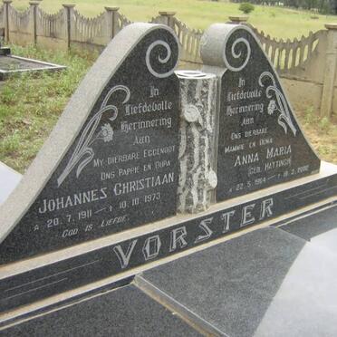 VORSTER Johannes Christiaan 1911-1973 &amp; Anna Maria HATTINGH 1904-2002