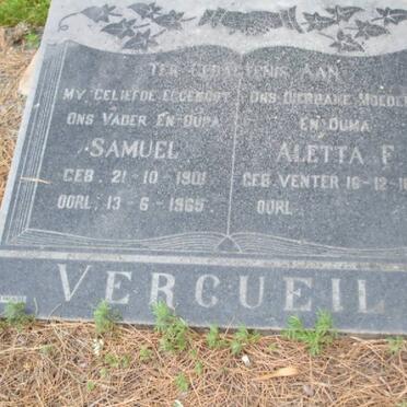 VERCUEIL Samuel 1901-1965 &amp; Aletta F. VENTER 1898-
