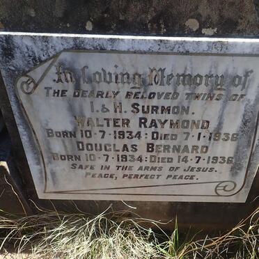 SURMON Walter Raymond 1934-1936 :: SURMON Douglas Bernard 1934-1936