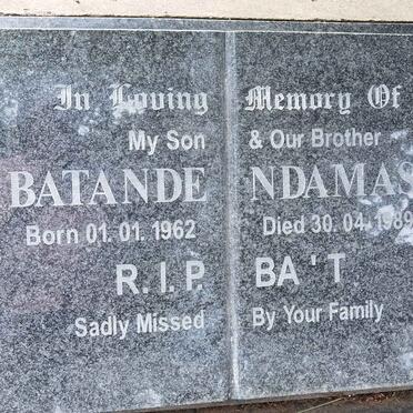NDAMASE Batande 1962-1989