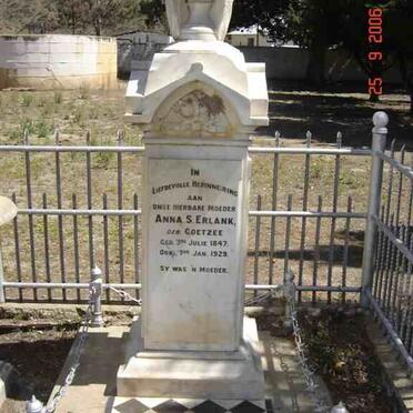 ERLANK Anna S. nee COETZEE 1847-1929