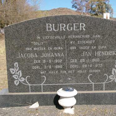 BURGER Jan Hendrik 1900-1975 &amp; Jacoba Johanna 1902-1980