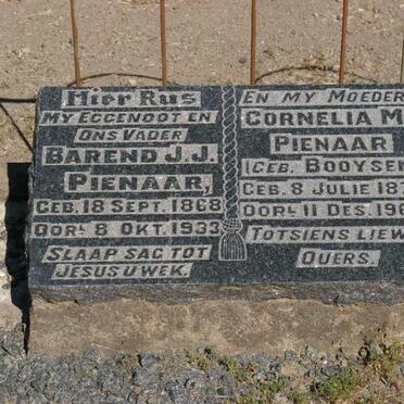 PIENAAR Barend J.J. 1868-1933 &amp; Cornelia M. BOOYSEN 1875-1965