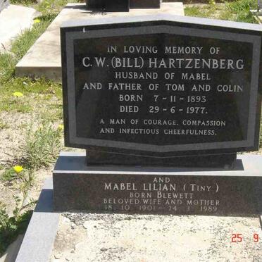 HARTZENBERG C.W. 1893-1997 &amp; Mabel Lilian BLEWETT 1901-1989