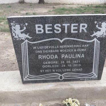 BESTER Rhoda Paulina 1921-2015