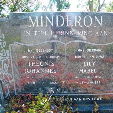 MINDERON Theunis Johannes 1908-1985 &amp; Lily Mabel 1912-1992