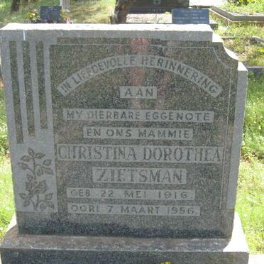 ZIETSMAN Christina Dorothea 1916-1956
