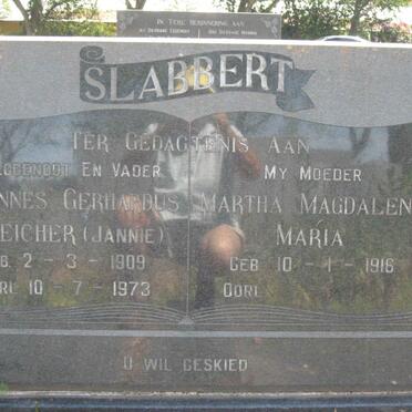 SLABBERT Johannes Gerhardus Streicher 1909-1973 &amp; Martha Magdalena Maria 1916-