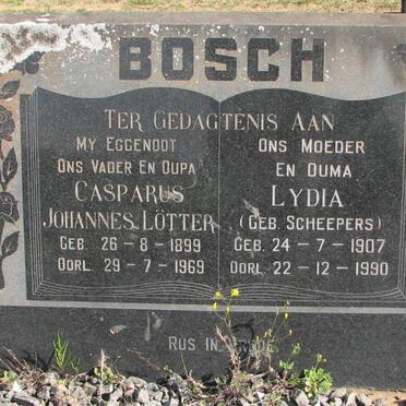 BOSCH Casparus Johannes Lötter 1899-1969 &amp; Lydia SCHEEPERS 1907-1990