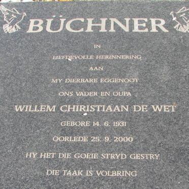BÜCHNER Willem Chiristiaan De Wet 1931-2000