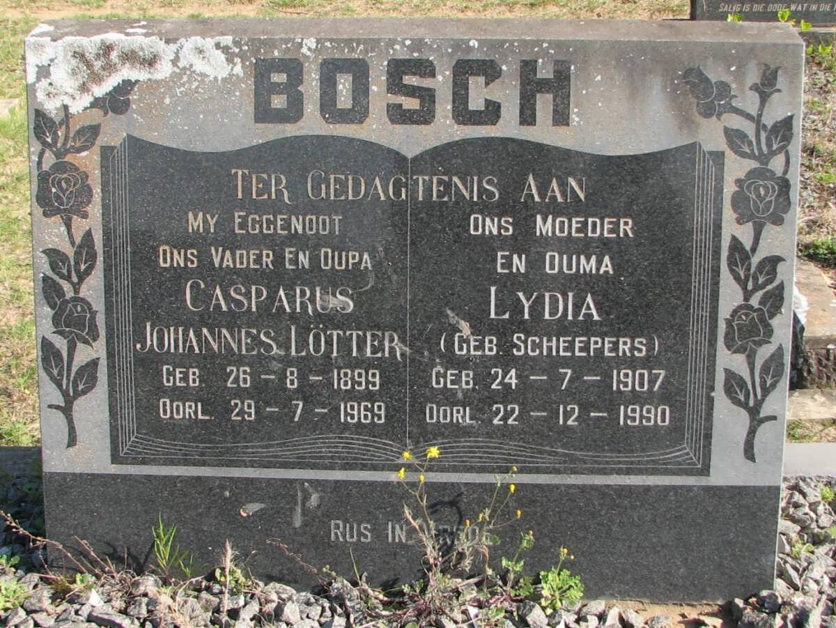 BOSCH Casparus Johannes Lötter 1899-1969 &amp; Lydia SCHEEPERS 1907-1990