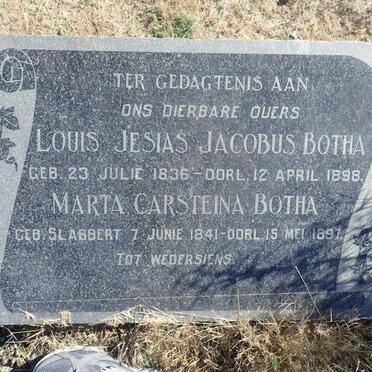 BOTHA Louis Jesias Jacobus 1836-1898 &amp; Marta Carsteina SLABBERT 1841-1897