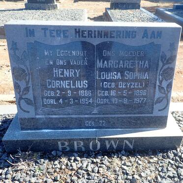 BROWN Henry Cornelius 1886-1954 &amp; Margaretha Louisa Sophia DEYZEL 1896-1977