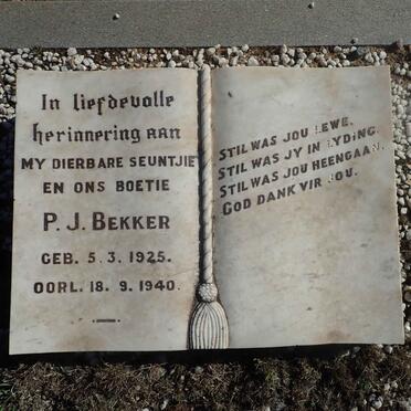 BEKKER P.J. 1925-1940