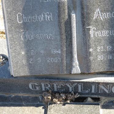 GREYLING Christoffel Johannes 1914-2003 &amp; Anna Francina 1922-1996
