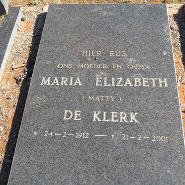 KLERK Maria Elizabeth, de 1912-2001