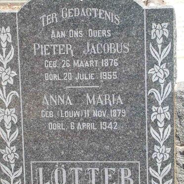 LÖTTER Pieter Jacobus 1876-1955 &amp; Anna Maria LOUW 1879-1942