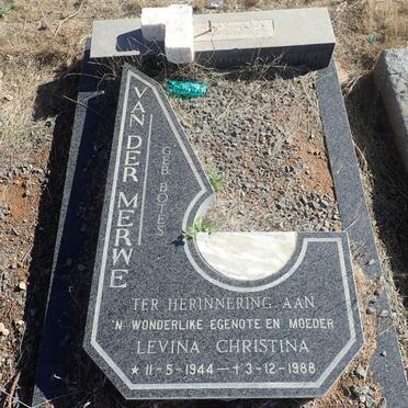 MERWE Levina Christina, van der nee BOTES 1944-1988
