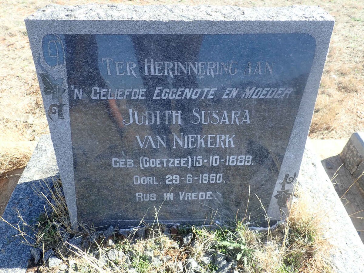 NIEKERK Judith Susara, van nee COETZEE 1889-1960