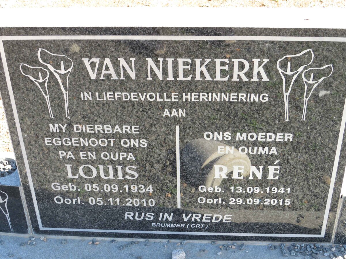 NIEKERK Louis, van 1934-2010 &amp; Rene 1941-2015