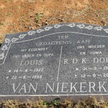 NIEKERK Louis, van 1922-1998 &amp; R.D.K. 1923-2003