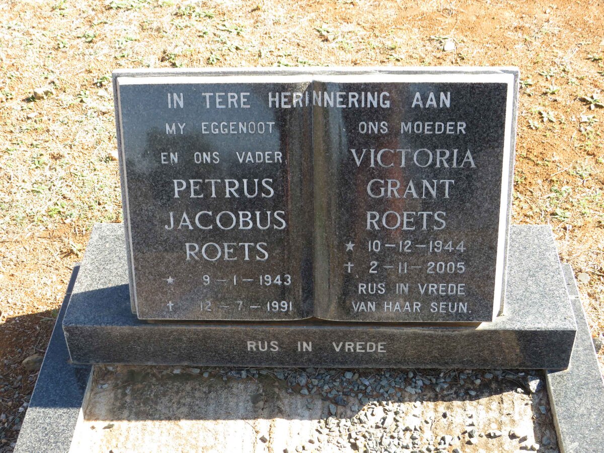 ROETS Petrus Jacobus 1943-1991 &amp; Victoria Grant 1944-2005