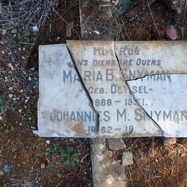 SNYMAN Johannes M. 1882- &amp; Maria B. DEYSEL 1888-19?1