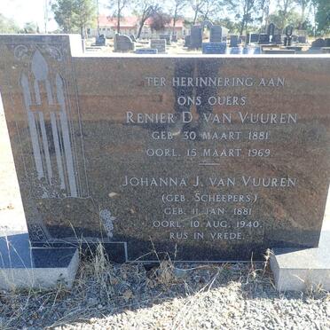 VUUREN Renier D., van 1881-1969 &amp; Johanna J. SCHEEPERS 1881-1940