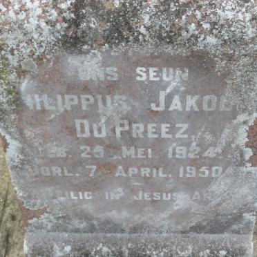 PREEZ Philippus Jakobus, du 1924-1950