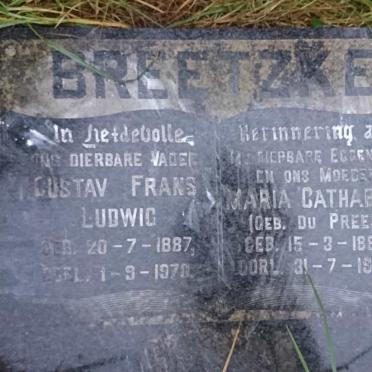 BREETZKE Gustav Frans Ludwig 1887-1970 &amp; Maria Catharina DU PREEZ 1885-1966