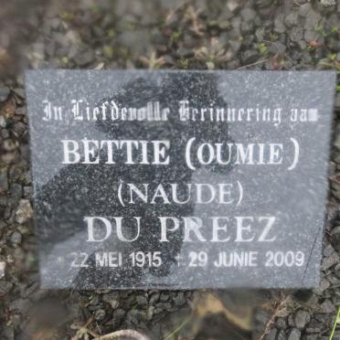 PREEZ Bettie, du nee NAUDE 1915-2009