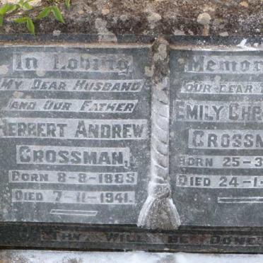 CROSSMAN Herbert Andrew 1885-1941 &amp; Emily Christina 1887-1967